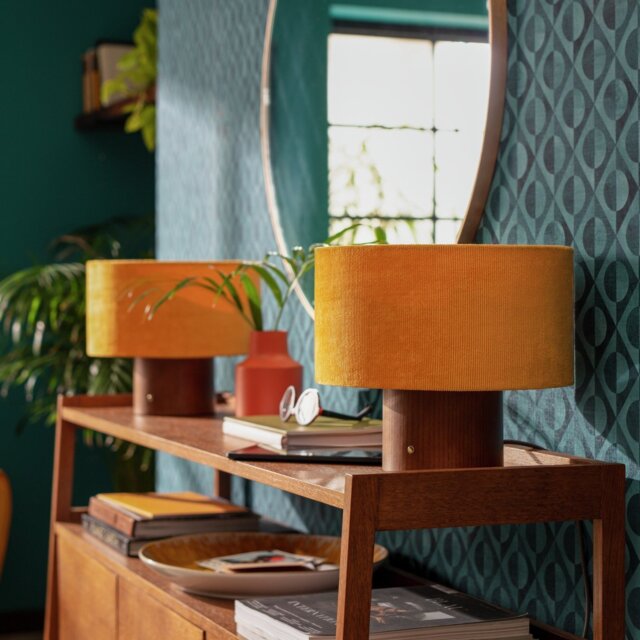 Habitat Corduroy Touch Table Lamp - Mustard & Walnut - image 1