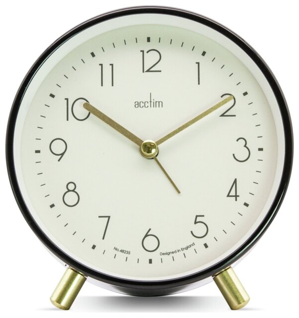 Acctim Fossen Metal Alarm Clock - Black - image 1