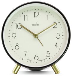 Acctim Fossen Metal Alarm Clock - Black - thumbnail 1