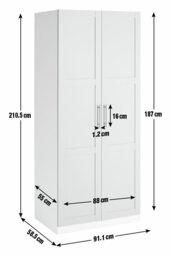 Habitat Munich Panelled 2 Door Wardrobe - Grey - thumbnail 2