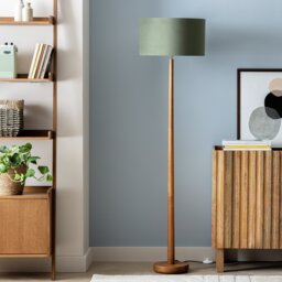 Habitat Tapered Wood Floor Lamp - Walnut & Green - thumbnail 2