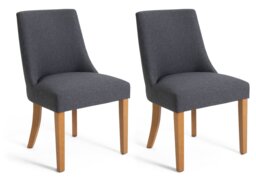 Habitat Alec Pair of Fabric Dining Chair - Charcoal - thumbnail 1