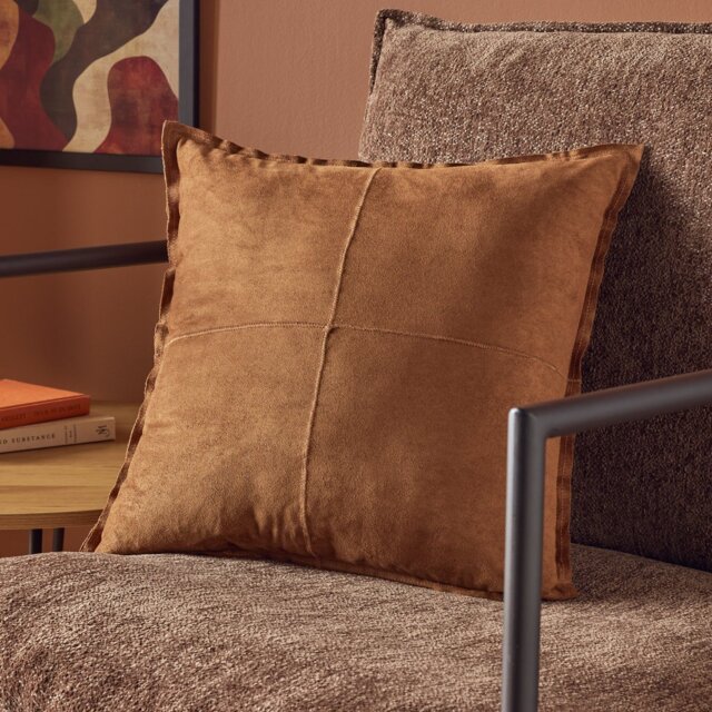 Argos Home Faux Suede Cushion Tan - 43x43cm - image 1
