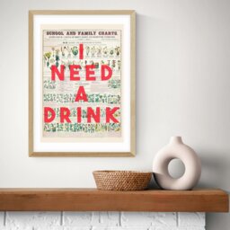 East End Prints I Need A Drink Oak Frame Art Print - A2 - thumbnail 1
