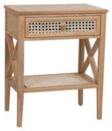 Habitat Mornington Rattan 1 Drawer Bedside Table - Oak - thumbnail 1