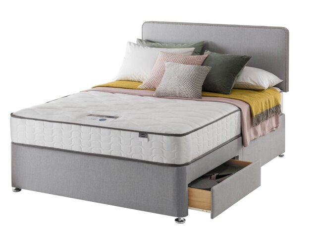 Silentnight Pavia Kingsize Comfort 2 Drawer Divan Bed - Grey - image 1