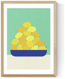 East End Prints Sicily Lemons Oak Frame Art Print - A2 - thumbnail 2