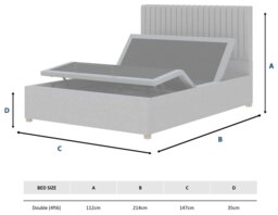 Aspire Double Linen Adjustable Bed with Mattress - Grey - thumbnail 2