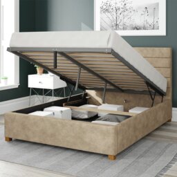 Aspire Kelly Linen Double Ottoman Bedframe - Beige - thumbnail 2