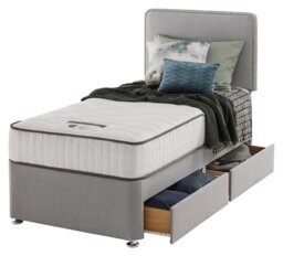 Silentnight Pavia Single Memory 2 Drawer Divan Bed - Grey - thumbnail 1
