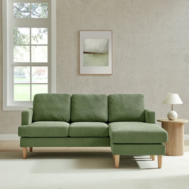 Argos Home Joshua Fabric Reversible Corner Chaise Sofa - Green - image 1