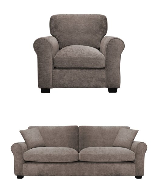 Argos Home Taylor Fabric Chair & 3 Seater Sofa - Mink - image 1