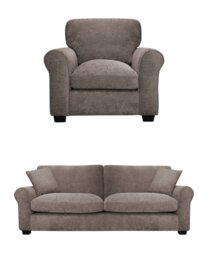 Argos Home Taylor Fabric Chair & 3 Seater Sofa - Mink