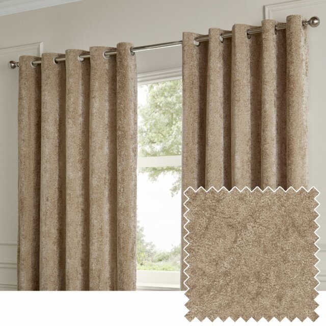 Paoletti Lustre Velvet Eyelet Curtains - Champagne - 117x183cm - image 1