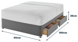 Silentnight Single 2 Drawer Divan Bed Base - Grey - thumbnail 2