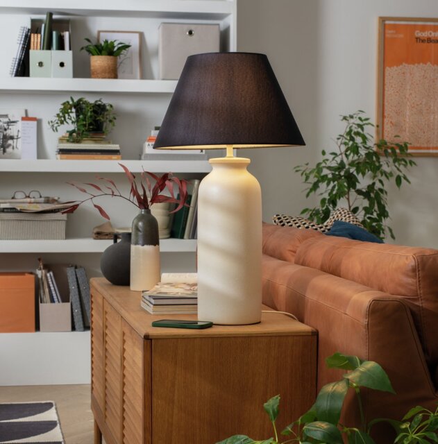 Habitat Hashi 70cm Ceramic Table Lamp - Off White & Black - image 1