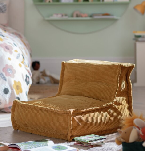Kaikoo Kids Mini Estelle Cord Bean Bag Mustard by Argos
