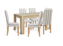 Argos Home Miami Oak Dining Table & 6 White Stripe Chairs