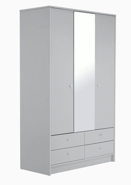 Argos Home Malibu 3 Door 4 Drawer Mirror Wardrobe - Grey - image 1