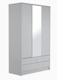 Argos Home Malibu 3 Door 4 Drawer Mirror Wardrobe - Grey - thumbnail 1
