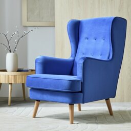 Habitat Callie Velvet Chair - Cornflower Blue - thumbnail 2