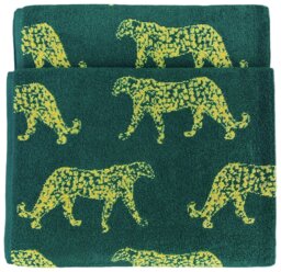 furn Turkish Cotton Leopard Patterned Bath Towel -Teal Green - thumbnail 1