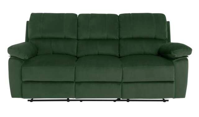 Argos Home Toby Velvet 3 Seater Recliner Sofa - Green - image 1