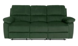 Argos Home Toby Velvet 3 Seater Recliner Sofa - Green - thumbnail 1