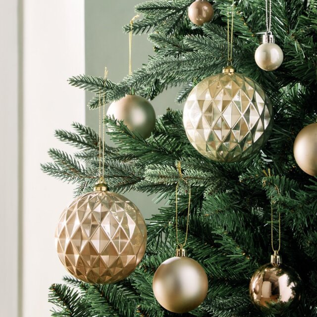Habitat Pack of 2 Shatterproof Christmas Bauble - Bronze - image 1