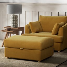Habitat Holmfirth Fabric Footstool - Gold - thumbnail 2