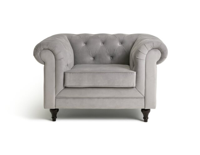 Habitat Chesterfield Velvet Armchair - Light Grey - image 1