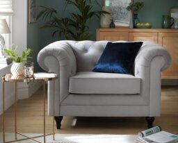 Habitat Chesterfield Velvet Armchair - Light Grey - thumbnail 2