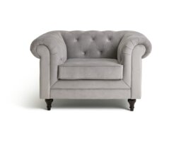 Habitat Chesterfield Velvet Armchair - Light Grey - thumbnail 1
