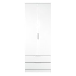 Livara ReadyAssembled Orillia 2 Door 2 Drawer Wardrobe-White - thumbnail 2
