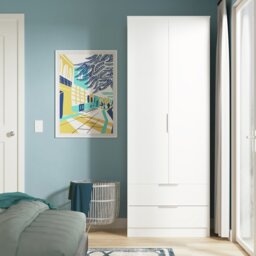 Livara ReadyAssembled Orillia 2 Door 2 Drawer Wardrobe-White - thumbnail 1