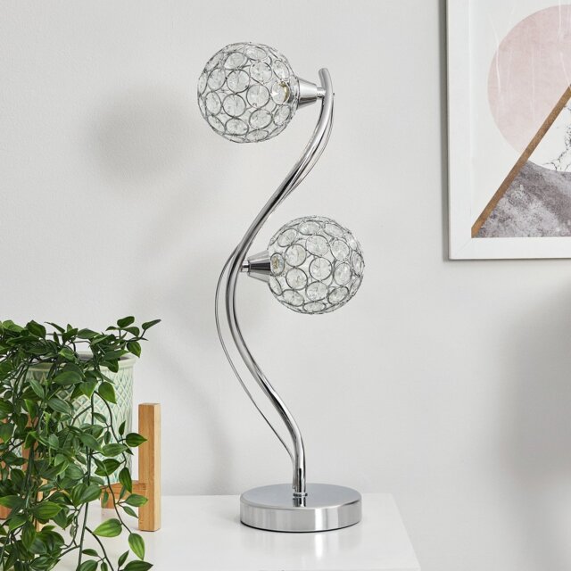BHS Orchid 2 Light Table Lamp - Silver - image 1