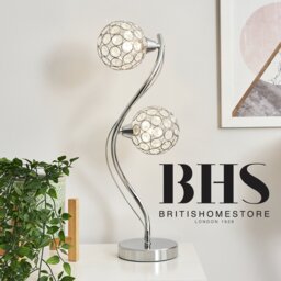 BHS Orchid 2 Light Table Lamp - Silver - thumbnail 2