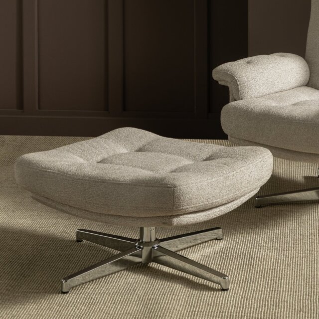 Habitat Dawson Fabric Swivel Footstool - Natural - image 1