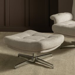 Habitat Dawson Fabric Swivel Footstool - Natural - thumbnail 1