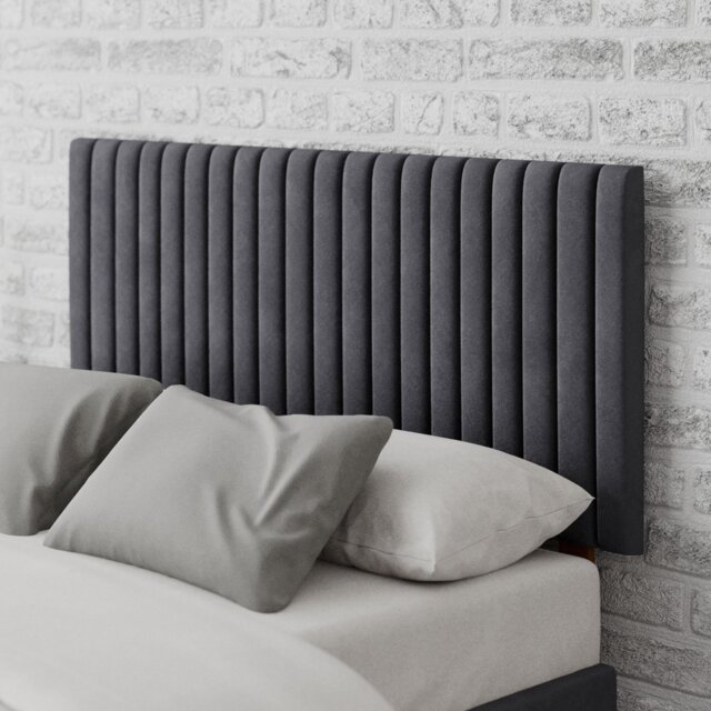 Aspire Grant Small Double Velvet Headboard  - Grey - image 1