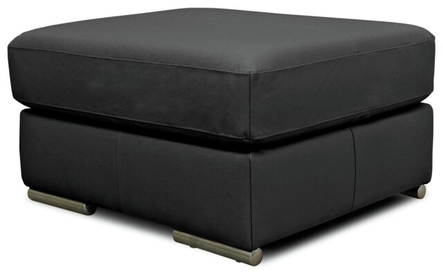 Argos Home Valencia Leather Ottoman Footstool - Black - image 1