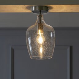 Argos Home Abas Glass Flush to Ceiling Light - Satin Nickel - thumbnail 2