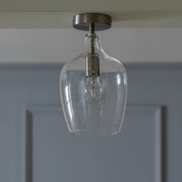 Argos Home Abas Glass Flush to Ceiling Light - Satin Nickel - thumbnail 1