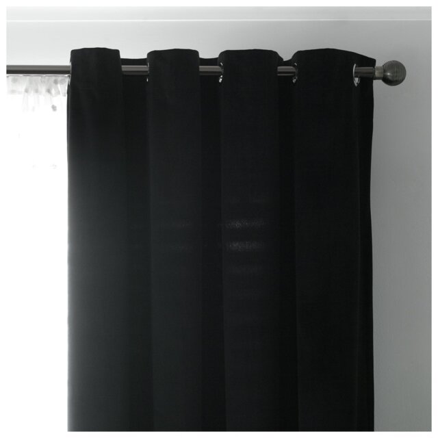 Habitat Dimout Velvet Eyelet Curtains - Black - 117x137cm - image 1