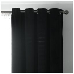 Habitat Dimout Velvet Eyelet Curtains - Black - 117x137cm