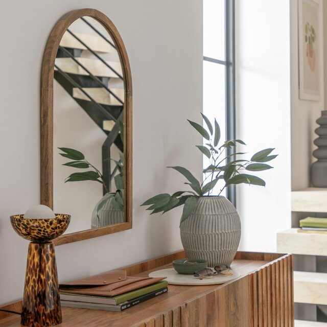 Habitat Mango Wood Arch Wall Mirror - 70x50cm - image 1