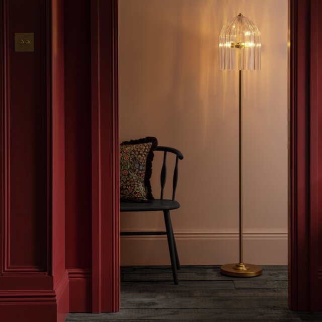 Habitat x Morris & Co. Glass & Brass Cloche Floor Lamp - image 1