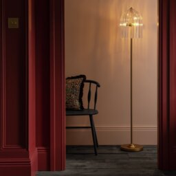Habitat x Morris & Co. Glass & Brass Cloche Floor Lamp - thumbnail 1