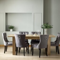 Argos Home Preston Extend Oak Dining Table&6 Charcoal Chairs - thumbnail 1