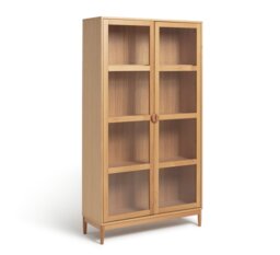 Habitat Cornelia 2 Door Glass Tall Display Cabinet - Natural - thumbnail 2